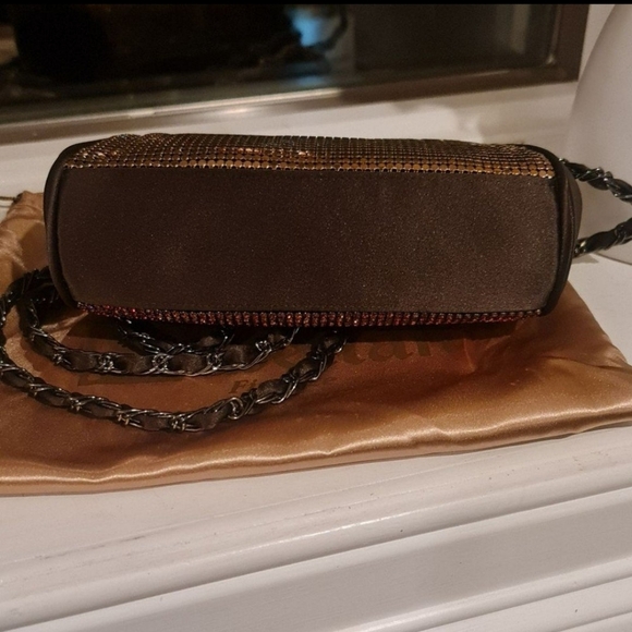 Authentic Scheilan Firenze Satin Rhinestone Clutch/Crossbody BRAND NEW - Picture 10 of 12